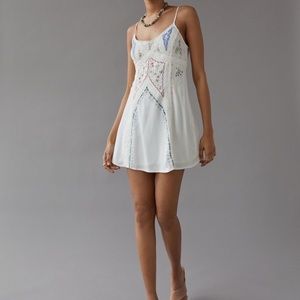 UO Skyler Embroidered Frock Mini Dress Urban Outfitters